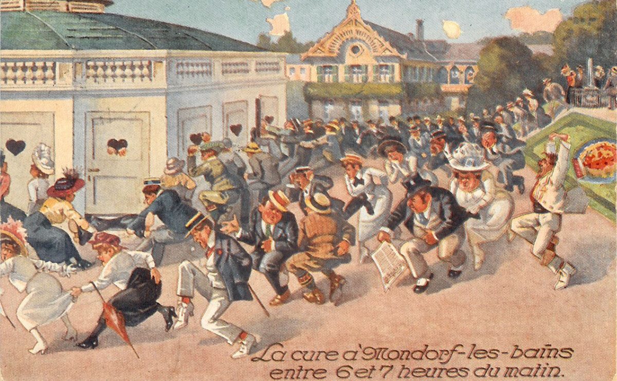 Carte postale humoristique - Source d'eau thermale de Mondorf-les-Bains